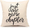 Just One More Chapter Throw Pillow Case - Cushion Cover for Book Lovers, Linen, 18 x 18 Inch