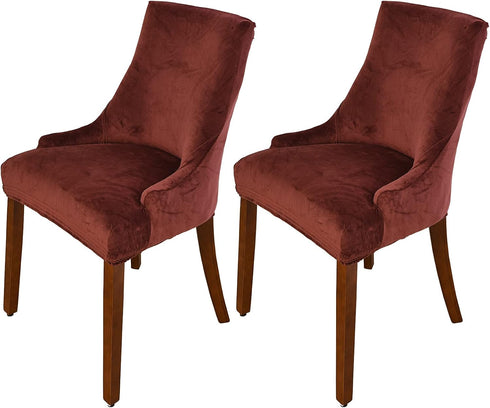 MIFXIN Wingback Side Chair Cover Dining Chair Slipcover 2 Pack Velvet Stretch