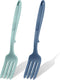 2 Pcs Silicone Flexible Fork, 11.6 Inch Heat Resistant Cooking Fork for Mixing Ingredients, Baking, Blue Series