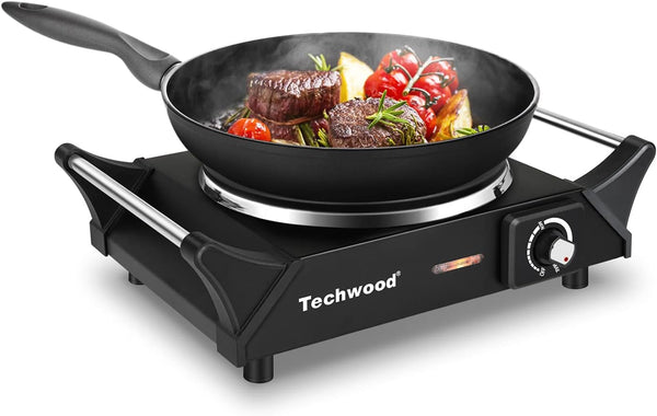 Techwood Electric Hot Plate for Cooking - 1500W Countertop Single Burner with Adjustable Temperature, 7.5” Cooktop