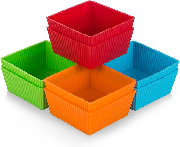Webake 3.5 Inch Jumbo Baking Cups Reusable Silicone Square Cupcake Liners Non-stick Muffin Mold (Pack of 8)