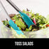 GORILLA GRIP Stainless Steel Kitchen Tongs - Heat Resistant Cooking Tongs Set of 2, 9 + 12 Inch, Turquoise