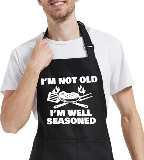 Funny Cooking Aprons for Women and Men with Pocket, Adjustable Grill Apron, Birthday Gift for Dad or Mom