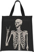 Ouqiuwa Cute Reusable Lunch Bag, Lunch Tote Handbag for Women Men, Rock and Roll Skeleton