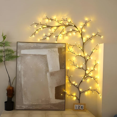 7.5Ft 144 (1 Pack) Enchanted Willow Vine Fairy Lights - Christmas Decorations Twinkling Tree Branch with Remote
