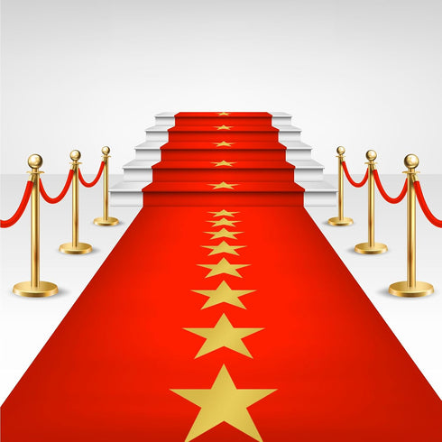 Timgle Disposable Red Plastic Carpet Runner, 3.28 x 16.4 ft, with Golden Star for Party, Wedding Theme Decoration