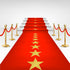 Timgle Disposable Red Plastic Carpet Runner, 3.28 x 16.4 ft, with Golden Star for Party, Wedding Theme Decoration