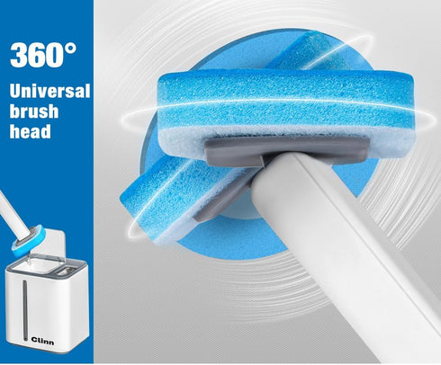 Magic Wand Disposable Toilet Clean Kit | Toilet Cleaning Brush Set with 12 Brush Heads, Toilet Wand and Storage Box