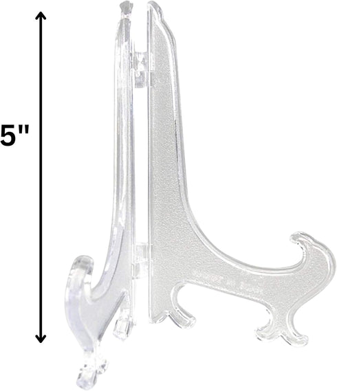 BANBERRY DESIGNS Plate Display Easels - Home Decoration - Pack of 10 - Clear 5 Inch Plate Holder Stands