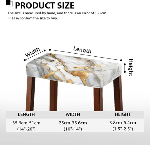 Set 2 Marble Print Bar Stool Covers Rectangle of Stretch Barstool Seat Covers Bar Stool Chair Covers Rectangle