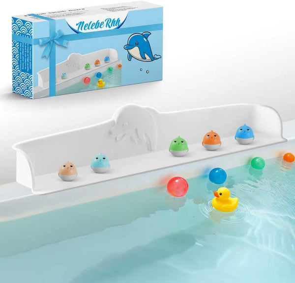 Nelebe Rhh 3FT Dolphin Pattern Bathtub Splash Guard Play Shelf for the Wide &Straight