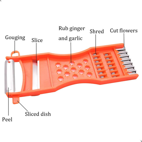 2Pcs Handheld Plastic Multifunction Kitchen Peeler Grater Slicer Tool for Vegetable, Fruit, Cucumber, Potato, Carrots,