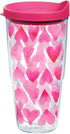 Tervis Valentine's Day Pink Hearts All Over - Made in USA Double Walled Insulated Tumbler Travel Cup, 24oz, Clear
