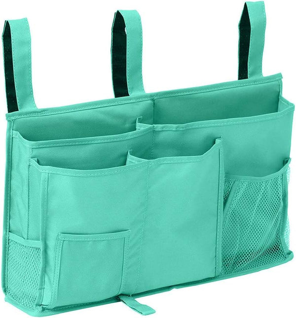 Bedside Storage Caddy, Hanging Bed Organizer for College Dorm Room, Hospital Bed Rails, Baby Bed, Camp (Green)