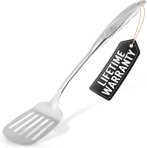 Zulay Kitchen Stainless Steel Metal Spatula - Lightweight, Durable Turner with Comfortable Grip (14.8")