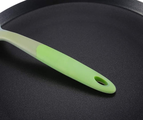 Omelette Spatula 10-Inch Silicone Pancakes Shovel, Durable Heat-resistant Wide Turner for Eggs, Crepes, Pizza (Green)