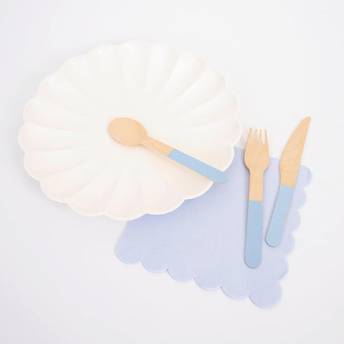 Meri Meri, Soft Blue Wooden Cutlery Set, Birthday, Party Decorations by Meri Meri