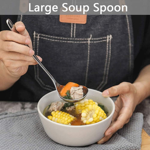 18/8 Stainless Steel Deep Pho Noodle Spoons, Large Serving Spoon, Mini Ladle, 7.9 inch