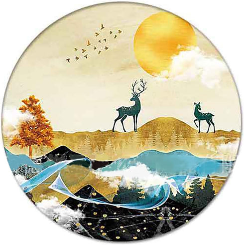 Set 6 Drink Coasters of with Holder, Ceramic Absorbent Boho Coaster for Drinks with Base and Golden Holder