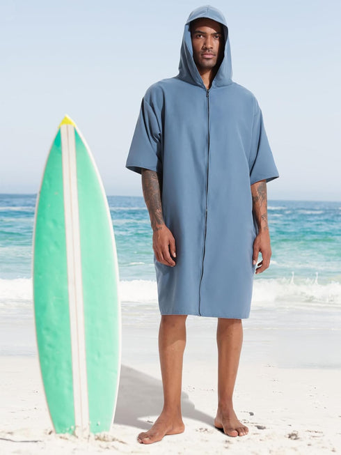PISIQI Surf Poncho Changing Robe with Hood Absorbent Quick Dry Microfiber Wetsuit Changing Towel for Beach Surfing Men