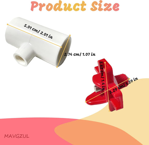 (12 Pack) 1/2'' Horizontal Chicken Waterer Nipples with PVC Tee Fittings for DIY Automatic Chicken Waterering System