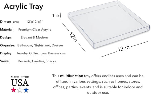 Mirart Clear Acrylic Tray (12 x 12)