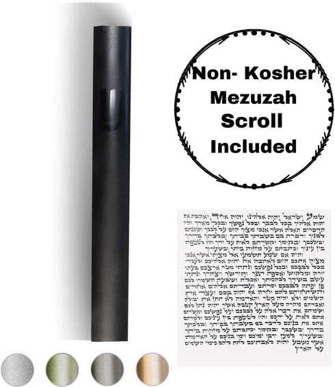 A&S Mezuzot Mezuza Aluminum Waterproof Case, Peel & Stick Easy Installation Home Blessing (Black, 7 inch)