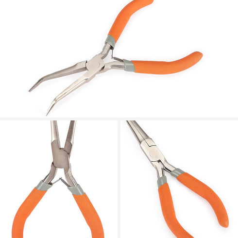 6 Inches Fish Bone Pliers/Tweezers, Bent Nose Curved Stainless Steel with Non-Slip Grip
