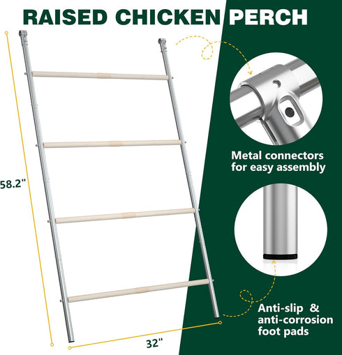 (58.2" 32" Chicken Perch Roosting Bars for Coop Farm Chicken Toys Roost Ladder for Backyard Poultry L x W)