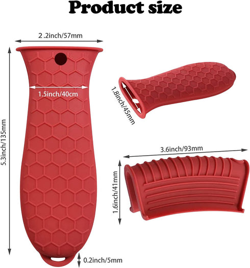 3 Pack Cast Iron Skillet Handle Cover, Silicone Pot Handle Sleeve Heat Resistant for Frying Pans & Griddles Sleeve Grip Handle Cover,Pan Lids Dutch Ovens Baking Sheets Casserole Cookware(Red) by Intatikoo