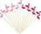 Minisland Pink Red Flamingo Cocktail Picks, 5 Inch Long Bamboo Toothpicks for Appetizers, 100 Counts