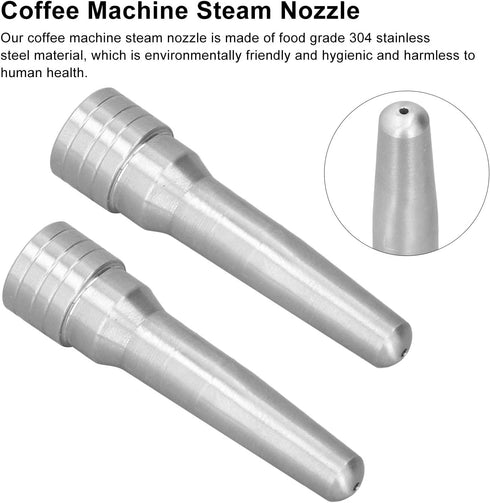 2Pcs Stainless Steel Coffee Machine Steam Nozzle, Suitable for Home Kitchen Cafe Milk Foam