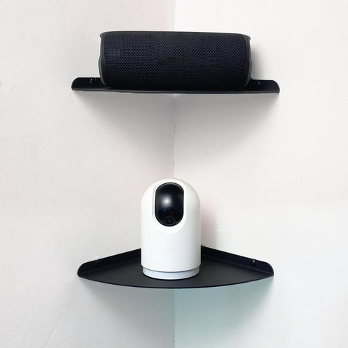 1 Small Floating Corner Shelves Metal Corner Wall Mounted Shelf Curved Corner Hanging Shelving for Bathroom, Kitchen