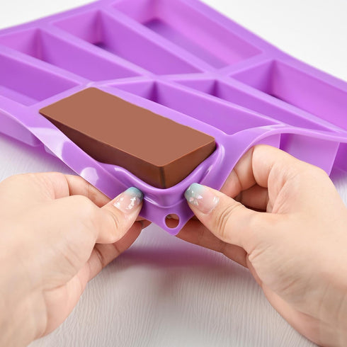 Large Rectangle Silicone Mold, 2 PCS 8-Cavity Granola Bar Moulds for Baking Energy Bar, Chocolate Truffles, Muffin