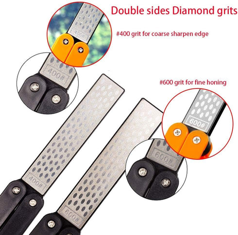 Diamond Knife Sharpener Pocket Sharpening Stone #400/600, Folding Portable Orange - 1pcs