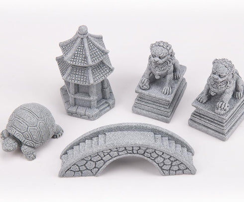 ZORZA Mini Chinese-Style Sandstone Figurines, Enchanting Garden Bridge for Fairy Gardens and Miniature Decor