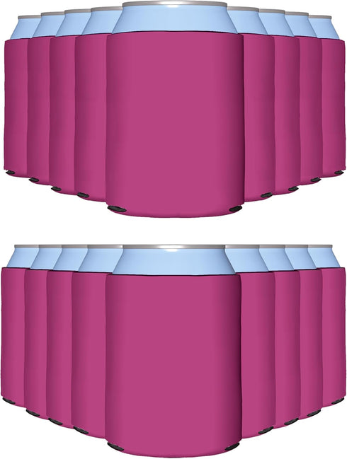 PartyPrints 25 Pack Neon Pink Blank Can Cooler Sleeves - Customizable Insulated Foam for 12oz Regular & 16oz Tall Cans