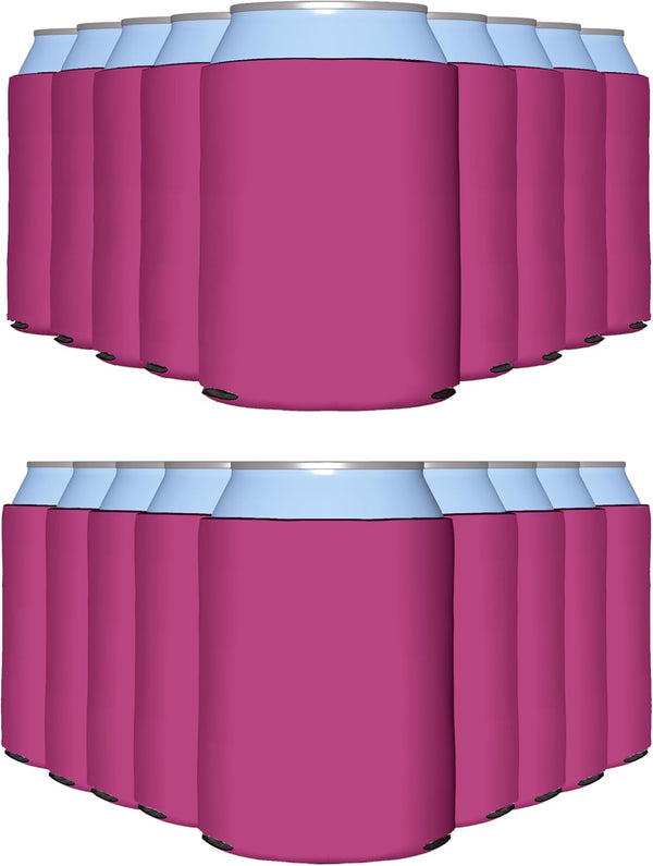 PartyPrints 25 Pack Neon Pink Blank Can Cooler Sleeves - Customizable Insulated Foam for 12oz Regular & 16oz Tall Cans