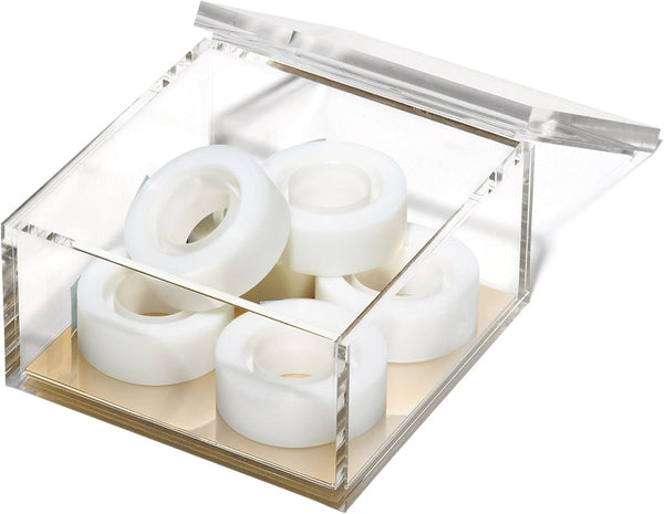 OfficeGoods Acrylic Desk Organizer w/Gold Base – Elegant Odds & Ends Box for Home or Office, Large