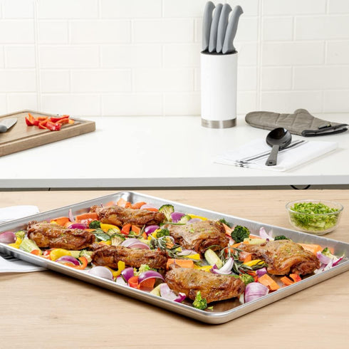 Restaurantware Met Lux 26 x 18 Inch Industrial Baking Pan, Heavy-Duty Full-Size Aluminum Sheet Pan