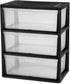 CLMSTE Plastic 3 Drawer Wide Tower Plastic Storage Cart with Clear Pull Out