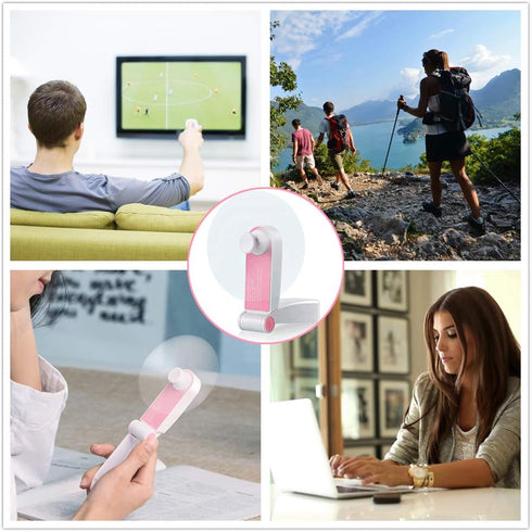 Personal Handheld Fan, Mini Portable Pocket Fan, Little Folding Fans USB Rechargeable for Woman Girls Makeup Outdoor Travel, Powerful Wind (Pink) by Supabear