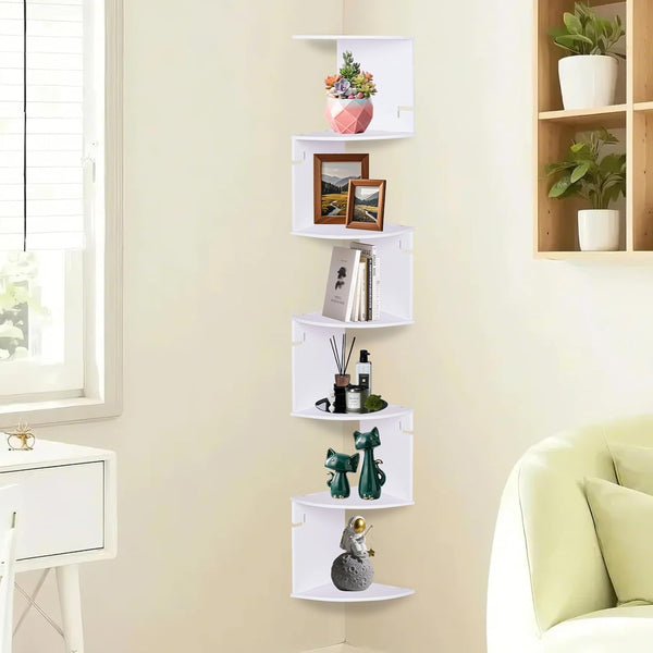 ShellKingdom Corner Shelf Wall Mount, 7 Tier Corner Bookshelf, Floating Display Shelves