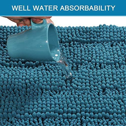 H.VERSAILTEX 2 Piece Bathroom Set - Super Absorbent Chenille Striped Bath Mats - Non Skid Machine Wash Dry Rugs