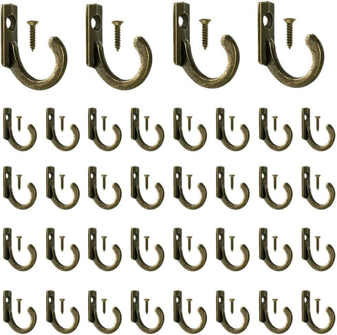 58 Pieces Wall Mounted Hook, Steel Small Coat Hooks, Bronze Single Hanger for Jewelry, Key, Hat, Kitchen Towel