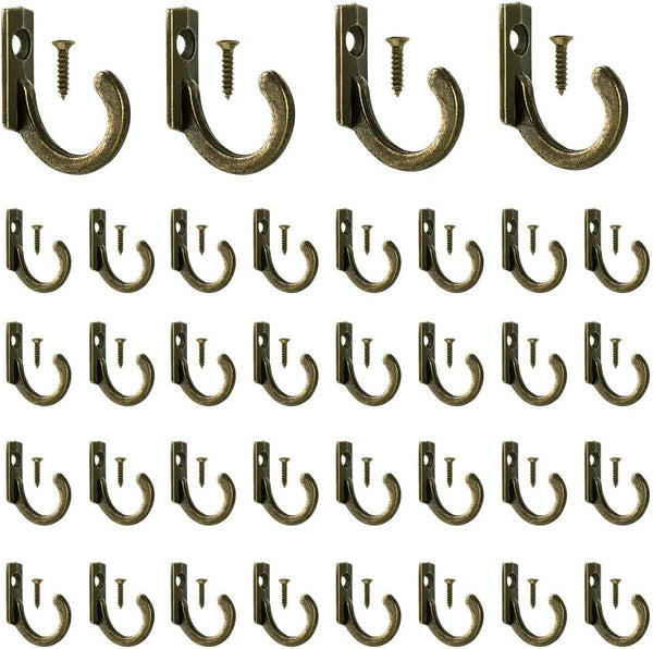 58 Pieces Wall Mounted Hook, Steel Small Coat Hooks, Bronze Single Hanger for Jewelry, Key, Hat, Kitchen Towel