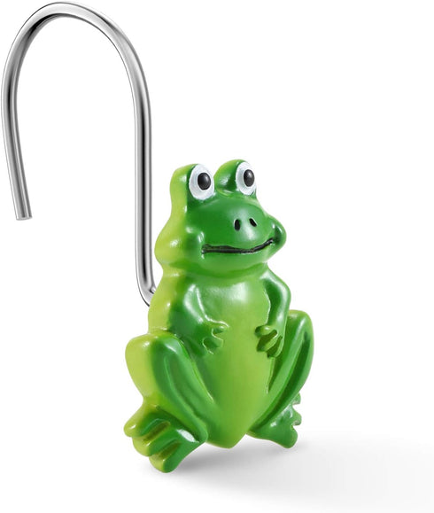 CHICTIE Frog Shower Curtain Hooks, Set of 12 Green Decorative Stainless Steel Rustproof Rings