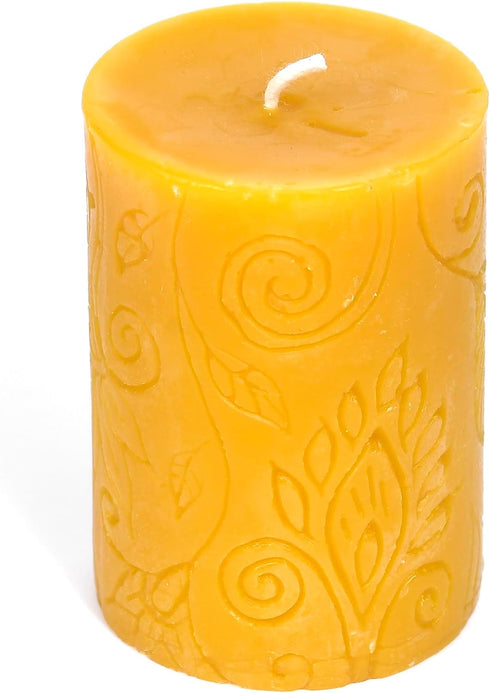 BeeTheLight Beeswax Pillar Candle - 100% Pure Bees Wax, Choose Size and Color, 24 Hour Burn Time, Unscented