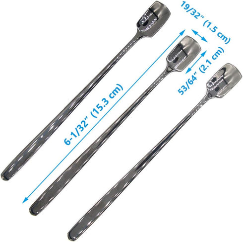 6 PCs Stainless Steel Mixing Spoon, Black Finish, 6-1/32 Inch Stirrer Spoon for Coffee, Ice Tea