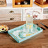 15.7"* 10.2"* 1.38" Turquoise Marbling Decorative Tray with Handles, Morden Plastic Rectangular Serving Tray for Coffee